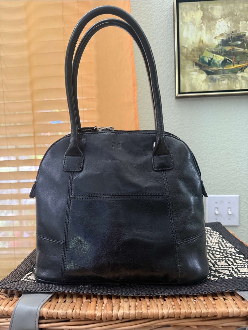 The Frye Company Melissa Domed Leather Satchel Bag- preloved.